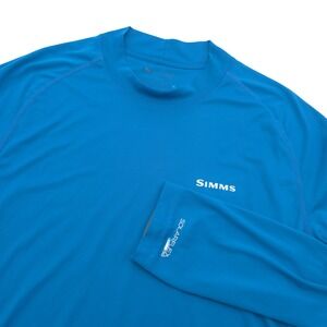Simms SolarFlex UPF 50 Fishing Shirt Mens M Blue Gray Long Sleeve Performance